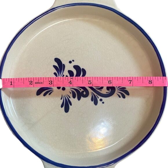 Deltis Portugal Blue & White Stoneware Dish 8.5” Pottery Bakeware Floral Design - Picture 7 of 14